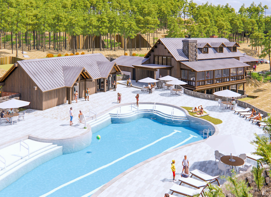 Rendering of new Amenity Center at Bright’s Creek in Mill Spring, NC